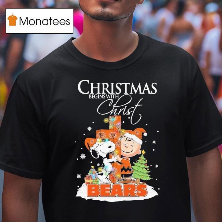 Snoopy And Charlie Brown The Peanuts X Chicago Bears Merry Christmas Begins With Chris T Shirt Snoopy And Charlie Brown The Peanuts X Chicago Bears Merry Christmas Begins With Chris T Shirt
