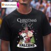 Snoopy And Charlie Brown X Atlanta Falcons Christmas Begins With Christ T Shirt