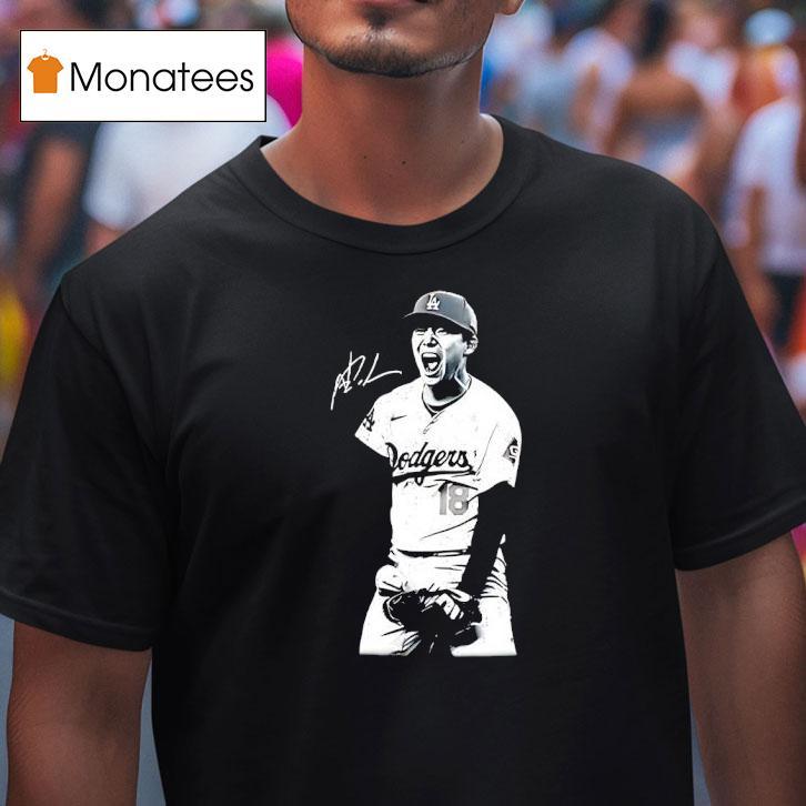 Yoshinobu Yamamoto Los Angeles Dodgers Signature T Shirt Yoshinobu Yamamoto Los Angeles Dodgers Signature T Shirt