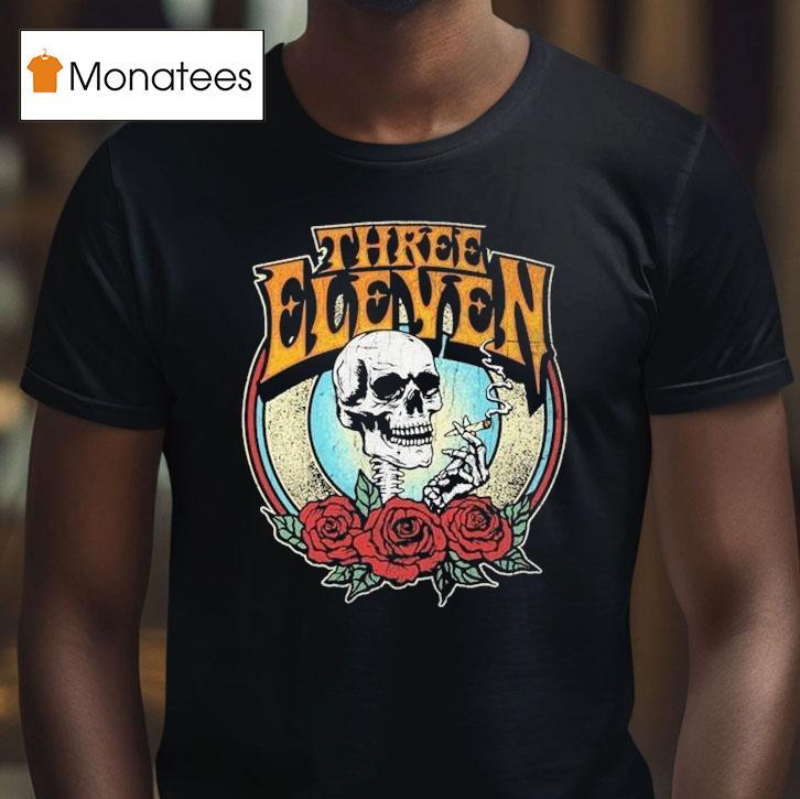 Three Eleven Smoking Skull Rose T Shirt Three Eleven Smoking Skull Rose T Shirt