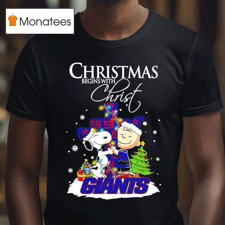 Christmas Begins With Christ New York Giants X Snoopy And Charlie Brown T Shirt Christmas Begins With Christ New York Giants X Snoopy And Charlie Brown T Shirt