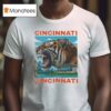 Iced Out Grillz Cincinnati Tiger Graphic Roaring City Skyline T Shirt