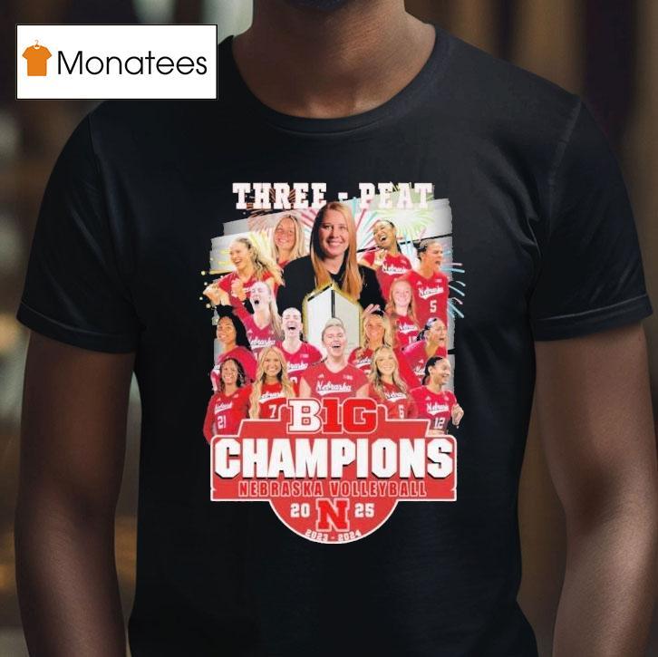 Nebraska Huskers Big Women S Volleyball Champions Three Pea T Shirt Nebraska Huskers Big Women S Volleyball Champions Three Pea T Shirt