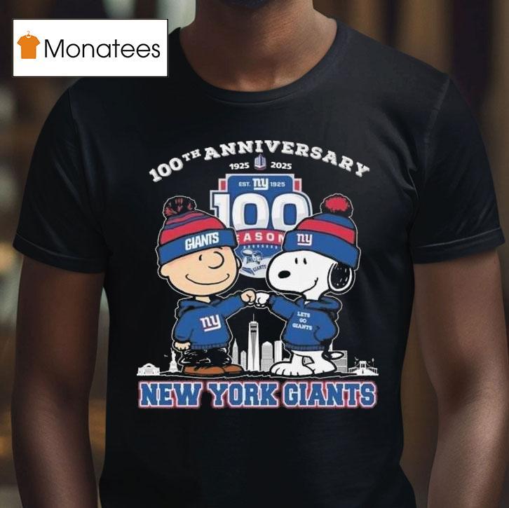 New York Giants Th Anniversary Snoopy And Charlie Brown High Figh T Shirt New York Giants Th Anniversary Snoopy And Charlie Brown High Figh T Shirt