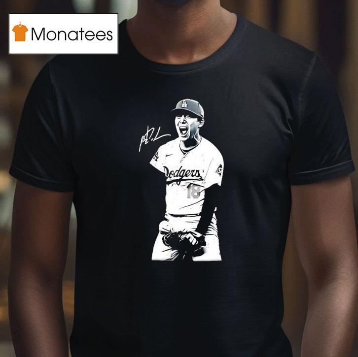 Yoshinobu Yamamoto Los Angeles Dodgers Signature T Shirt Yoshinobu Yamamoto Los Angeles Dodgers Signature T Shirt