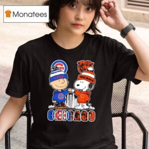 Charlie Brown Chicago Cubs And Snoopy Chicago Bears Football T Shirt