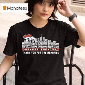 Denver Broncos Skyline Of Player Names T Shirt