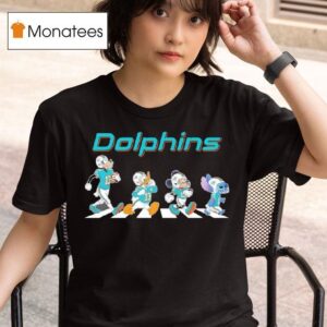 Miami Dolphins X Goofy X Donald Duck X Mickey Mouse X Stitch Abbey Road T Shirt