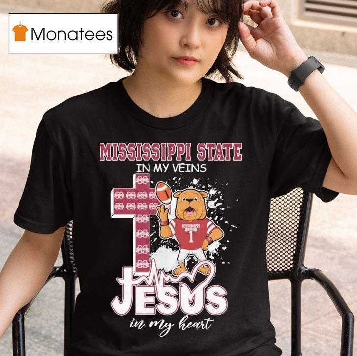 Mississippi State Bulldogs In My Veins Jesus In My Heart Masco T Shirt