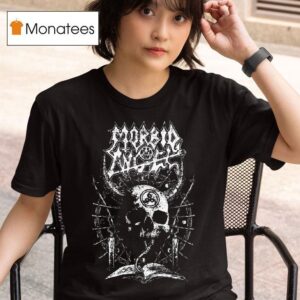 Morbid Angel White Horned Skull T Shirt