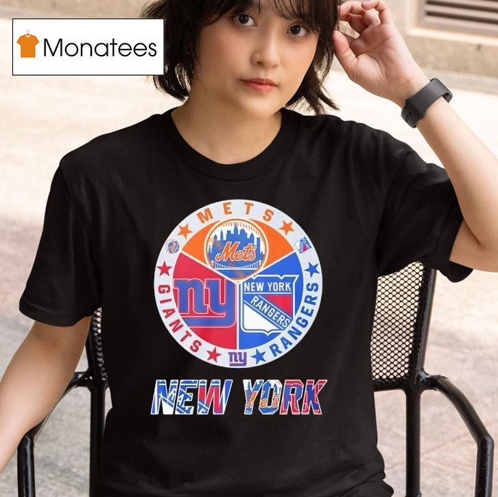 New York Rangers New York Mets New York Giants Mashup Logo T Shirt