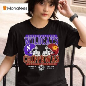 Northwestern Wildcats Vs Central Michigan Chippewas Bowl Dueling Helmets On December At Ford Field Detroit Mi T Shirt