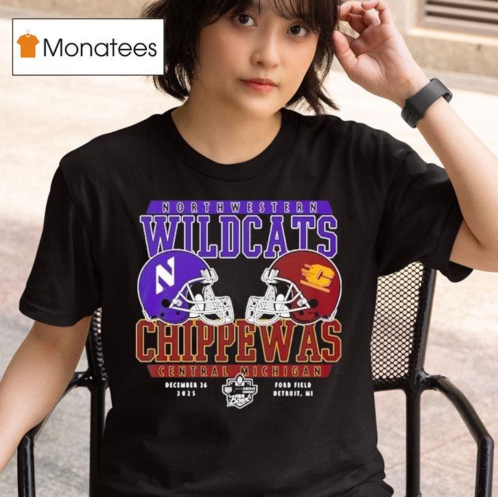 Northwestern Wildcats Vs Central Michigan Chippewas Bowl Dueling Helmets On December At Ford Field Detroit Mi T Shirt
