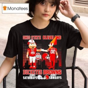 Ohio State Buckeyes On Saturdays Vs Cleveland Browns On Sundays Mascot Skyline T Shirt