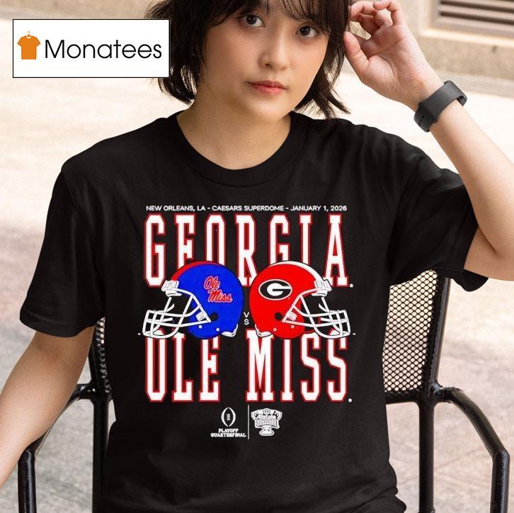 Ole Miss Vs Georgia Allstate Sugar Bowl Helmet Matchup T Shirt