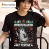 Penguin Holidng Knife Overstimulated But Festive Christmas Ugly T Shirt