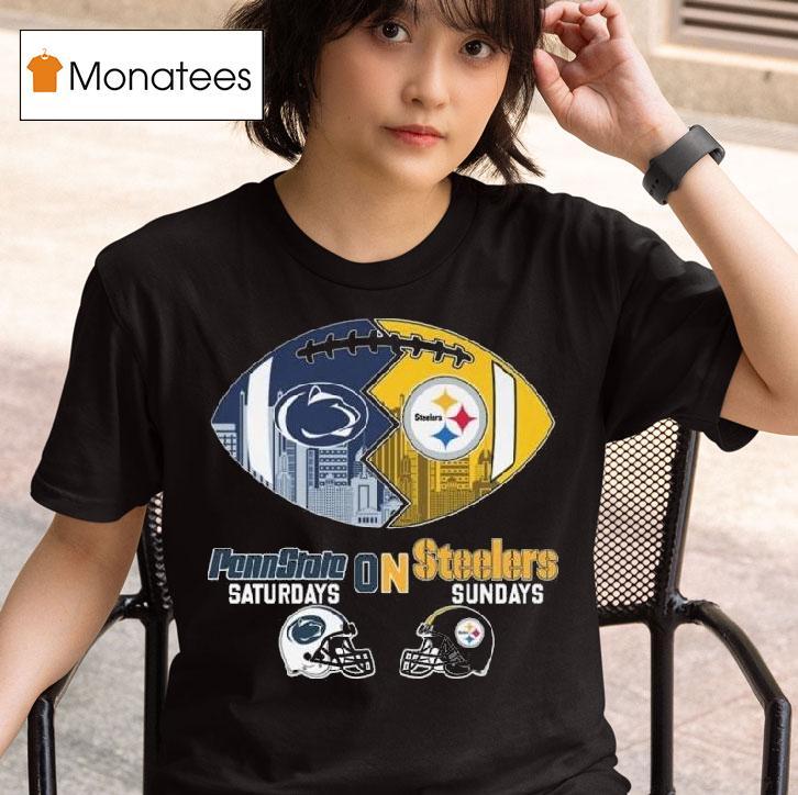 Penn State Nittany Lions Saturday On Pittsburgh Slers Sundays Helmet Logo T Shirt