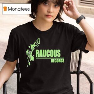 Raucous Records Guitar Logo T Shirt