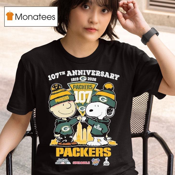 Snoopy And Charlie Brown The Peanuts Green Bay Packers Th Anniversary T Shirt