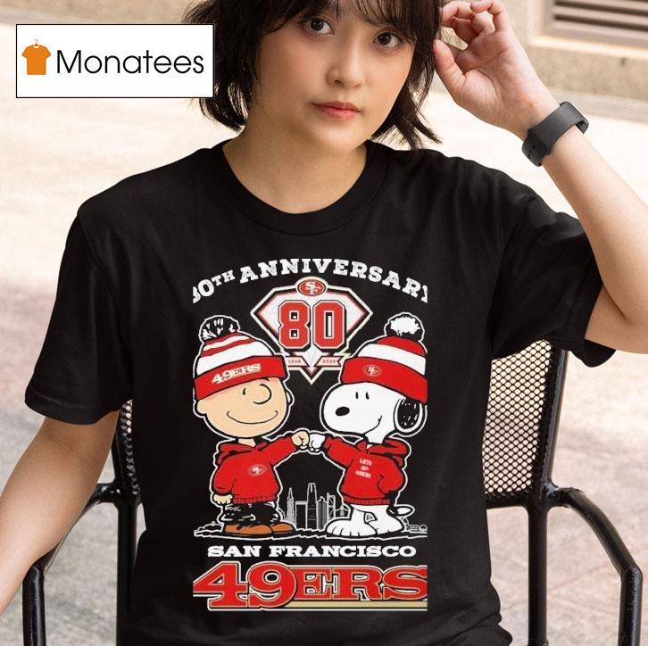Snoopy And Charlie Brown The Peanuts San Francisco Ers Th Anniversary Diamond T Shirt