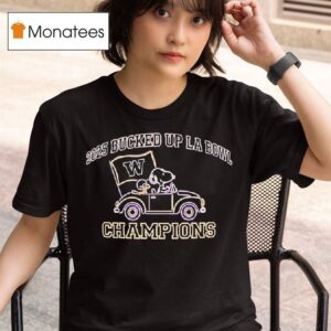 Snoopy And Woodstock Neon Washington Huskies Bucked Up La Bowl Champions T Shirt