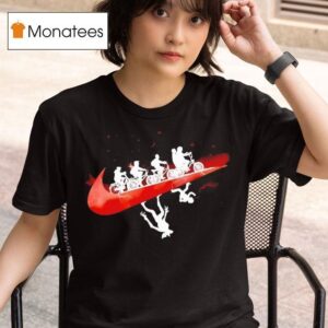 Stranger Things Welcome To The Upside Down Riding Bicycle In Nike T Shirt