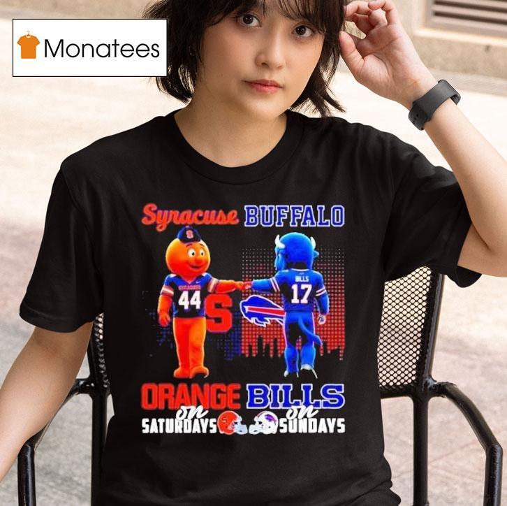 Syracuse Orange On Saturdays Vs Buffalo Bills On Sundays Mascot Skyline T Shirt