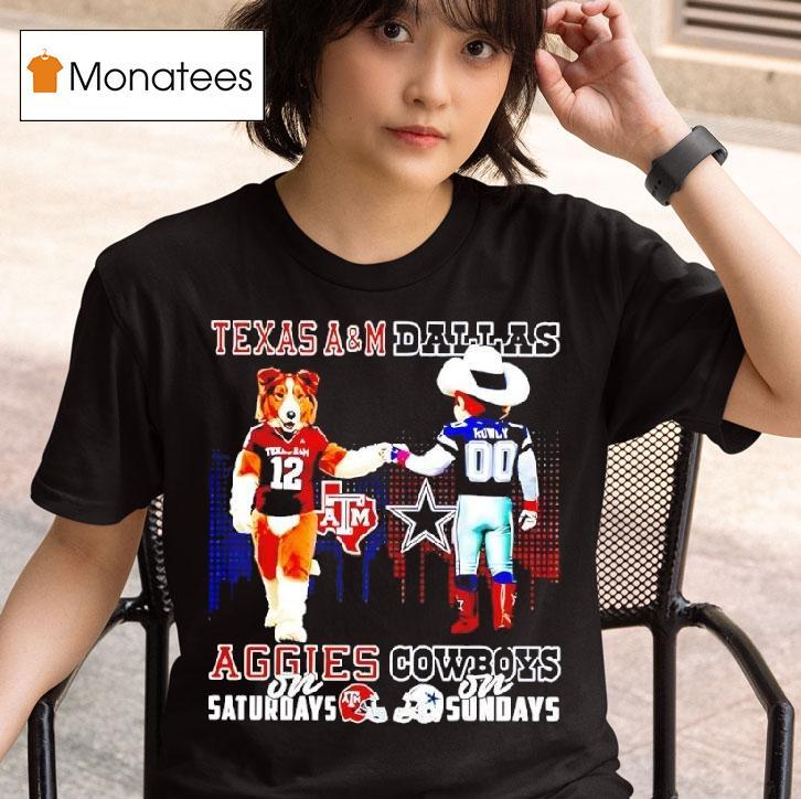 Texas Am Aggies On Saturdays Vs Dallas Cowboys On Sundays Mascot Skyline T Shirt