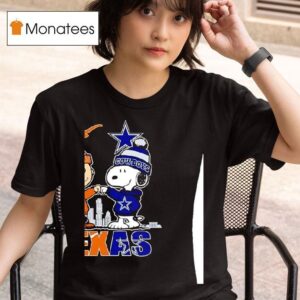 Texas City Skyline Charlie Brown Texas Longhorns And Snoopy Dallas Cowboys T Shirt