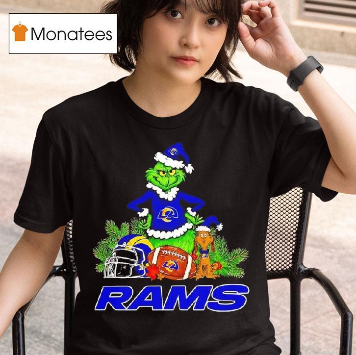 The Grinch And Max Los Angeles Rams Christmas Helmet Items T Shirt