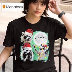 Three Raccoons With The Moon Christmas T Shirt