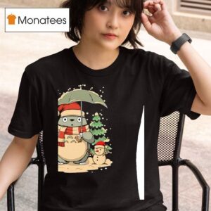 Totoro A Christmas Bus Stop Scene With Our Favorite Forest Spiri T Shirt