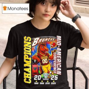 Western Michigan Broncos Mid American Conference Champions Mascot Years T Shirt