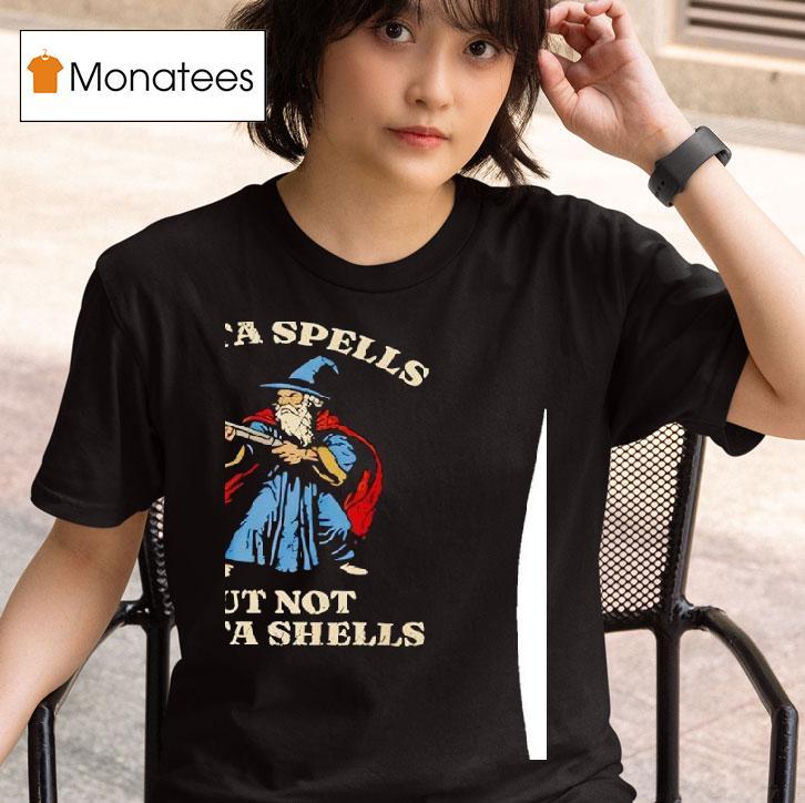 Wizard Holding Shotgun Outta Spells But Not Outta Shells Vintage T Shirt