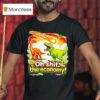 Brontosaurus And T Rex As A Meteor Falls Oh Sht The Economy T Shirt