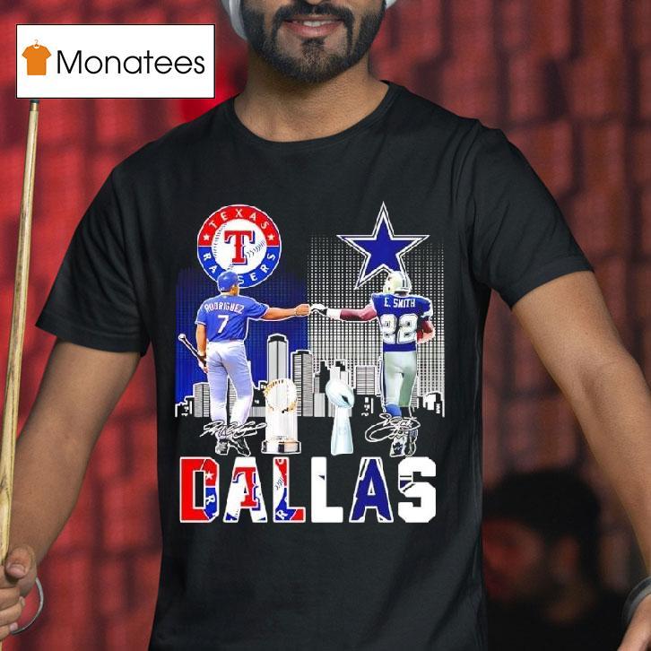 Dallas Sports Teams Texas Rangers Dallas Cowboys Players Signatures T Shirt Dallas Sports Teams Texas Rangers Dallas Cowboys Players Signatures T Shirt