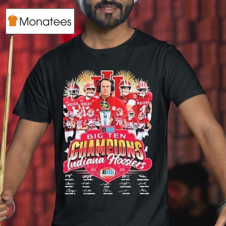 Indiana Hoosiers Big Conference Champions Signatures Players And Coach Team T Shirt Indiana Hoosiers Big Conference Champions Signatures Players And Coach Team T Shirt