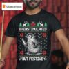 Penguin Holidng Knife Overstimulated But Festive Christmas Ugly T Shirt