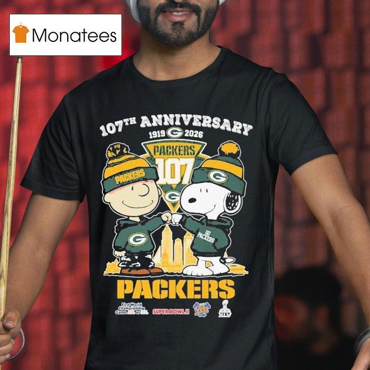 Snoopy And Charlie Brown The Peanuts Green Bay Packers Th Anniversary T Shirt Snoopy And Charlie Brown The Peanuts Green Bay Packers Th Anniversary T Shirt