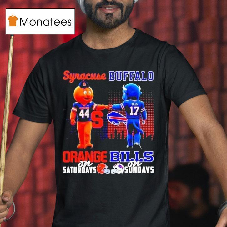 Syracuse Orange On Saturdays Vs Buffalo Bills On Sundays Mascot Skyline T Shirt Syracuse Orange On Saturdays Vs Buffalo Bills On Sundays Mascot Skyline T Shirt