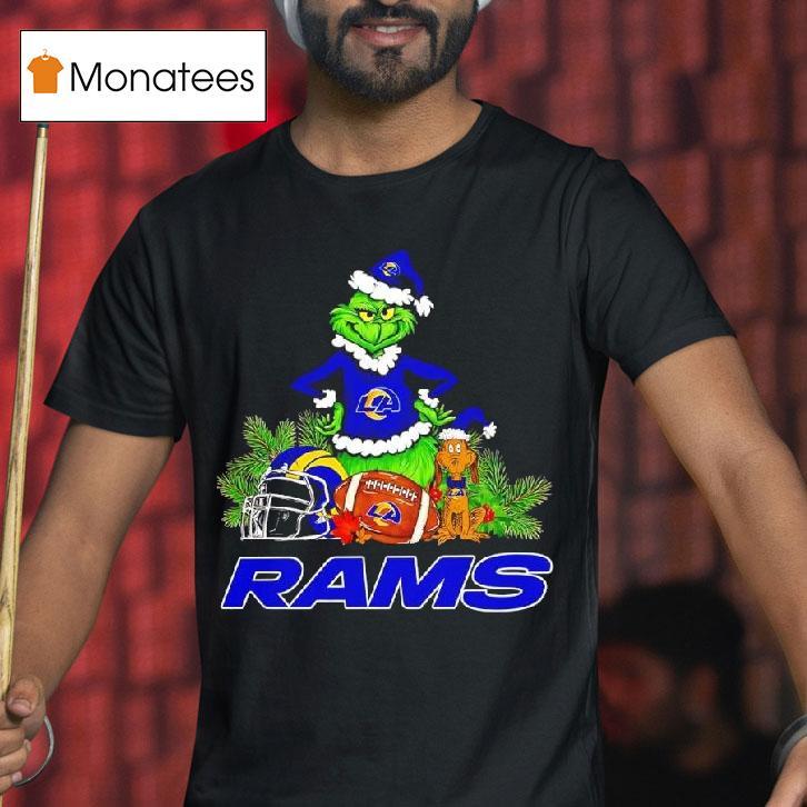 The Grinch And Max Los Angeles Rams Christmas Helmet Items T Shirt The Grinch And Max Los Angeles Rams Christmas Helmet Items T Shirt