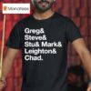 The Guy Who Didn T Like Musicals Greg Steve Stu Mark Leighton And Chad Workin Boys Name Lis T Shirt