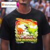 Brontosaurus And T Rex As A Meteor Falls Oh Sht The Economy T Shirt