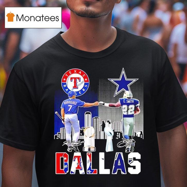 Dallas Sports Teams Texas Rangers Dallas Cowboys Players Signatures T Shirt Dallas Sports Teams Texas Rangers Dallas Cowboys Players Signatures T Shirt