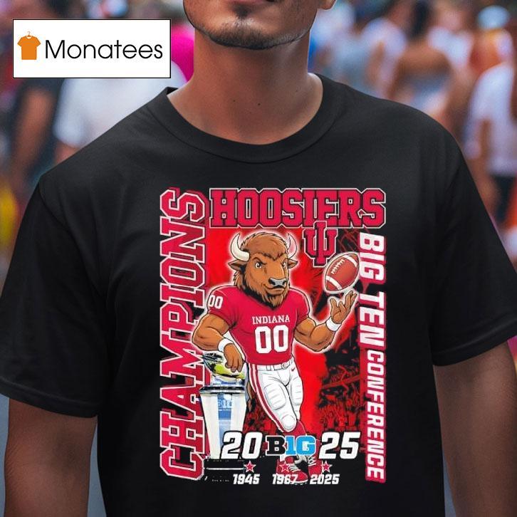 Indiana Hoosiers Big Ten Conference Champions Mascot Logo T Shirt Indiana Hoosiers Big Ten Conference Champions Mascot Logo T Shirt