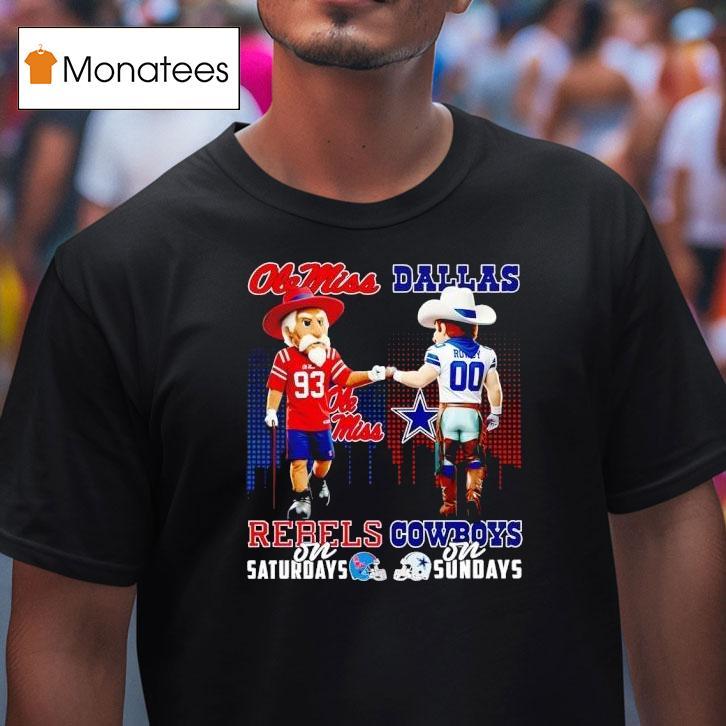 Ole Miss Rebels On Saturdays Vs Dallas Cowboys On Sundays Gameday Masco T Shirt Ole Miss Rebels On Saturdays Vs Dallas Cowboys On Sundays Gameday Masco T Shirt
