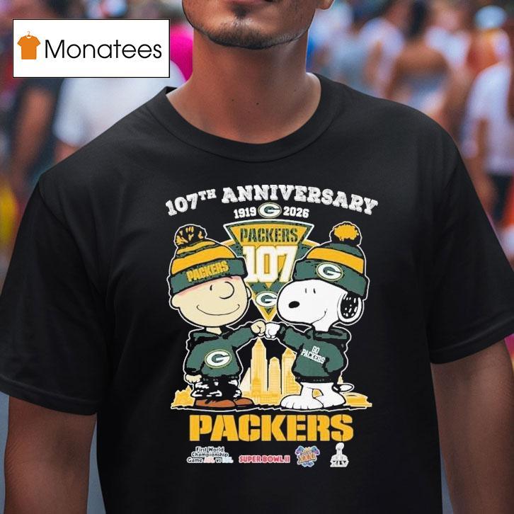 Snoopy And Charlie Brown The Peanuts Green Bay Packers Th Anniversary T Shirt Snoopy And Charlie Brown The Peanuts Green Bay Packers Th Anniversary T Shirt