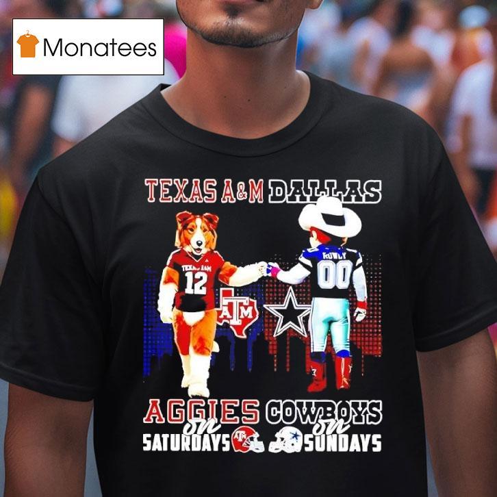 Texas Am Aggies On Saturdays Vs Dallas Cowboys On Sundays Mascot Skyline T Shirt Texas Am Aggies On Saturdays Vs Dallas Cowboys On Sundays Mascot Skyline T Shirt
