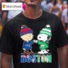 The Boston Fist Bump Charlie Brown New England Patriots And Snoopy Boston Celtics T Shirt