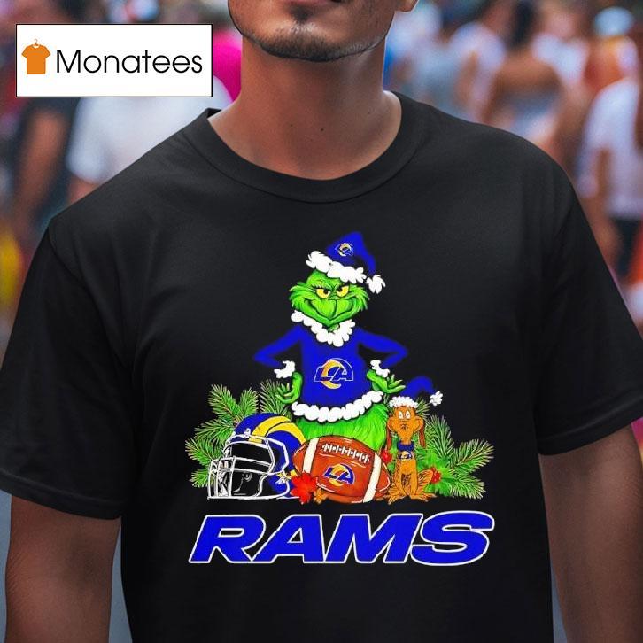 The Grinch And Max Los Angeles Rams Christmas Helmet Items T Shirt The Grinch And Max Los Angeles Rams Christmas Helmet Items T Shirt